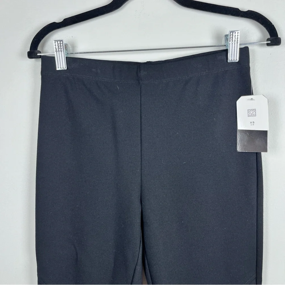 NEW CLARA SUN WOO PONTE KNIT SLIM RIDER PANT Black XS Preppy Minimalist PT1A
